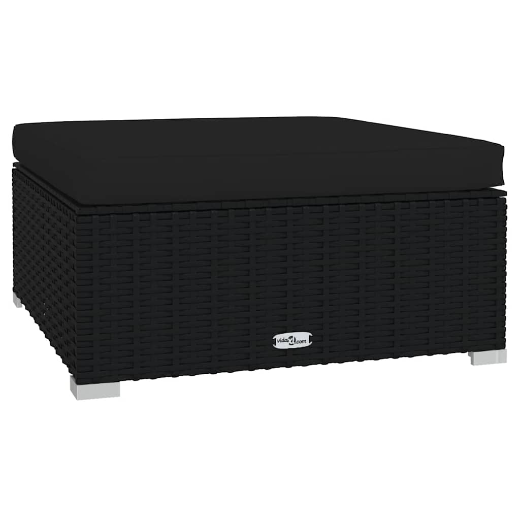 4-tlg. Garten-Lounge-Set mit Auflagen Schwarz Poly Rattan
