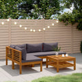 5-tlg. Garten-Lounge-Set mit Auflage Massivholz Akazie