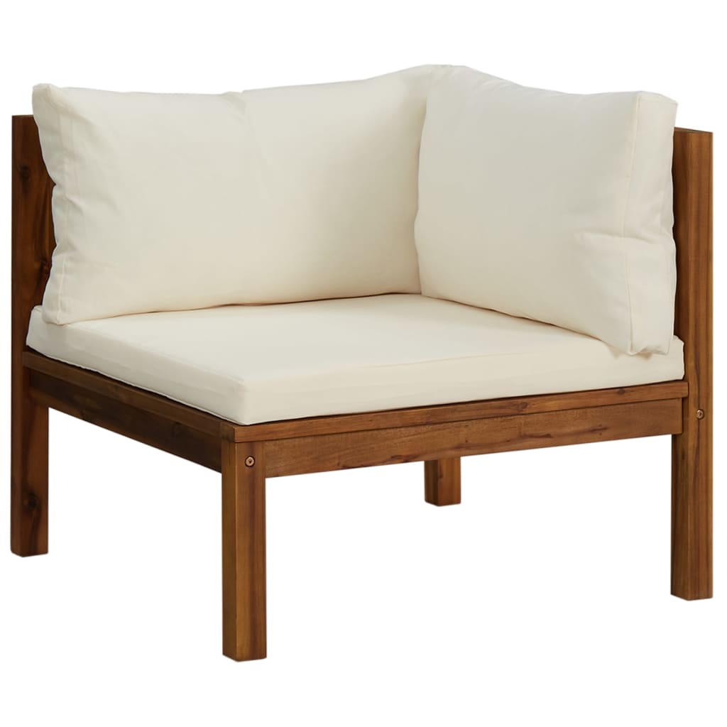 4-tlg. Garten-Lounge-Set mit Creme Kissen Massivholz Akazie