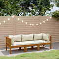 3-Sitzer-Gartensofa mit Creme Kissen Massivholz Akazie