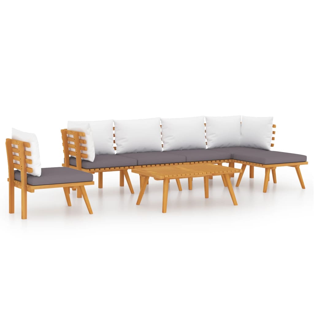 7-tlg. Garten-Lounge-Set mit Kissen Massivholz Akazie