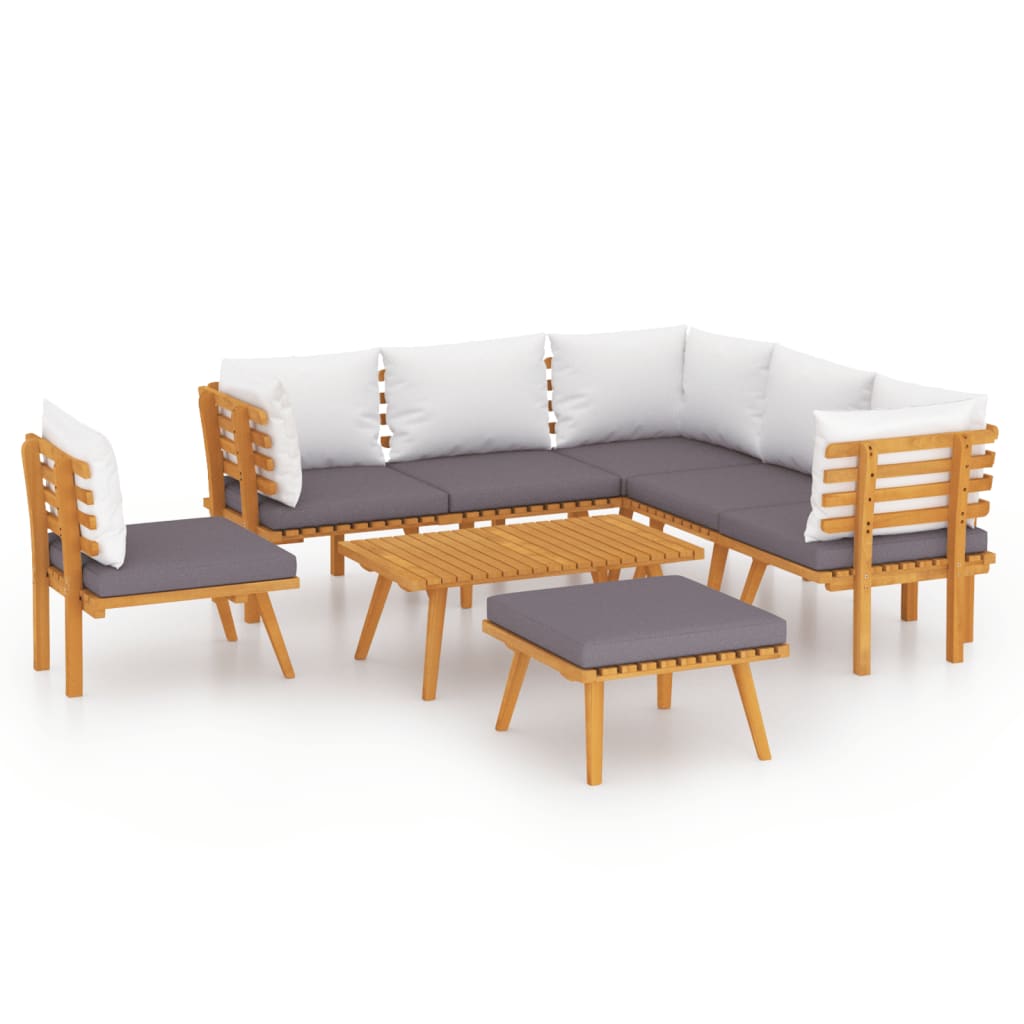 8-tlg. Garten-Lounge-Set mit Kissen Massivholz Akazie