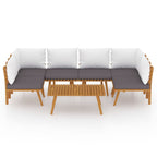 7-tlg. Garten-Lounge-Set mit Kissen Massivholz Akazie