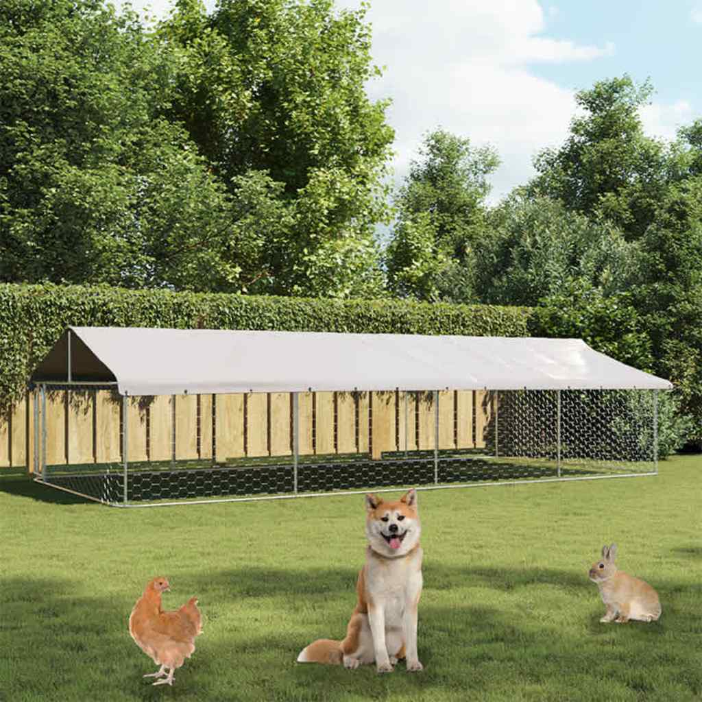 Outdoor-Hundezwinger mit Dach 600x300x150 cm