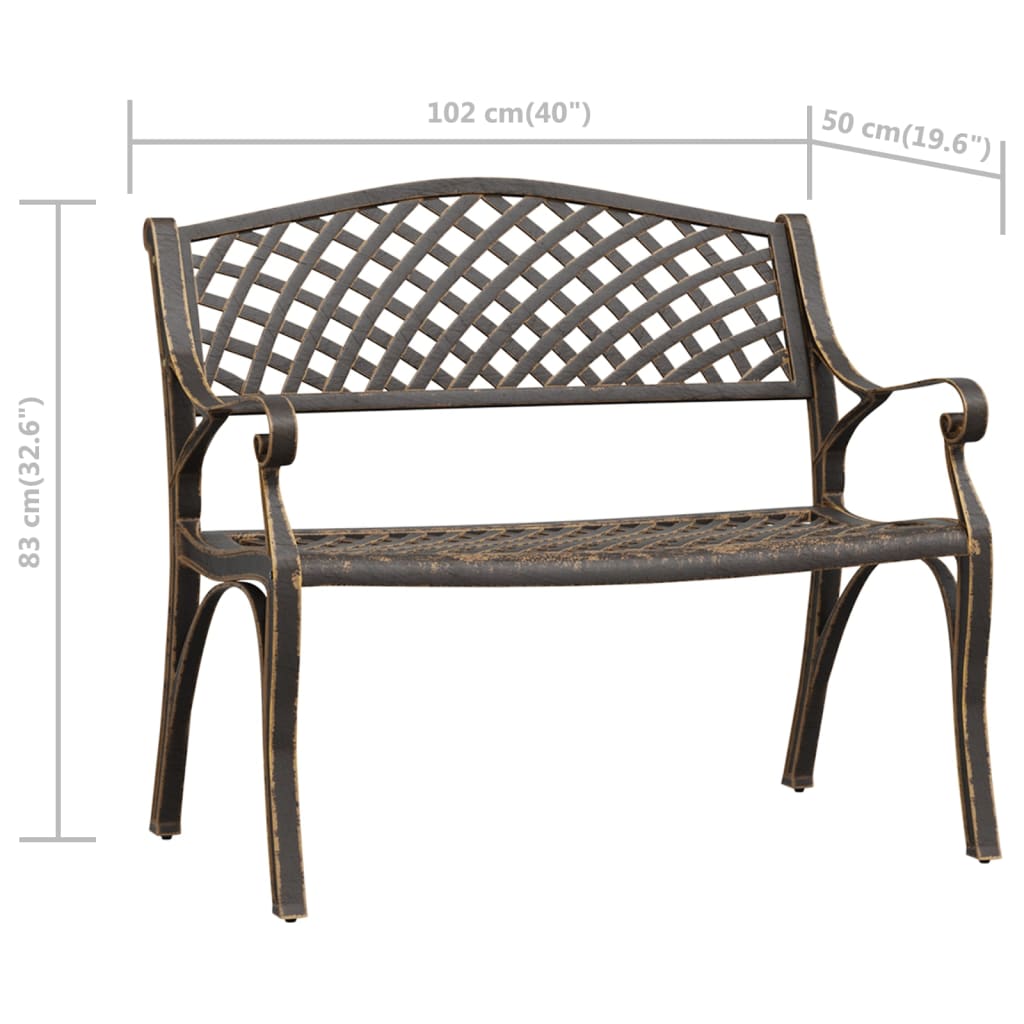 Gartenbank 102 cm Aluminiumguss Bronzen