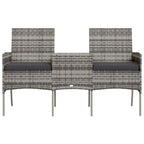 2-Sitzer-Gartensofa mit Teetisch Poly Rattan Anthrazit