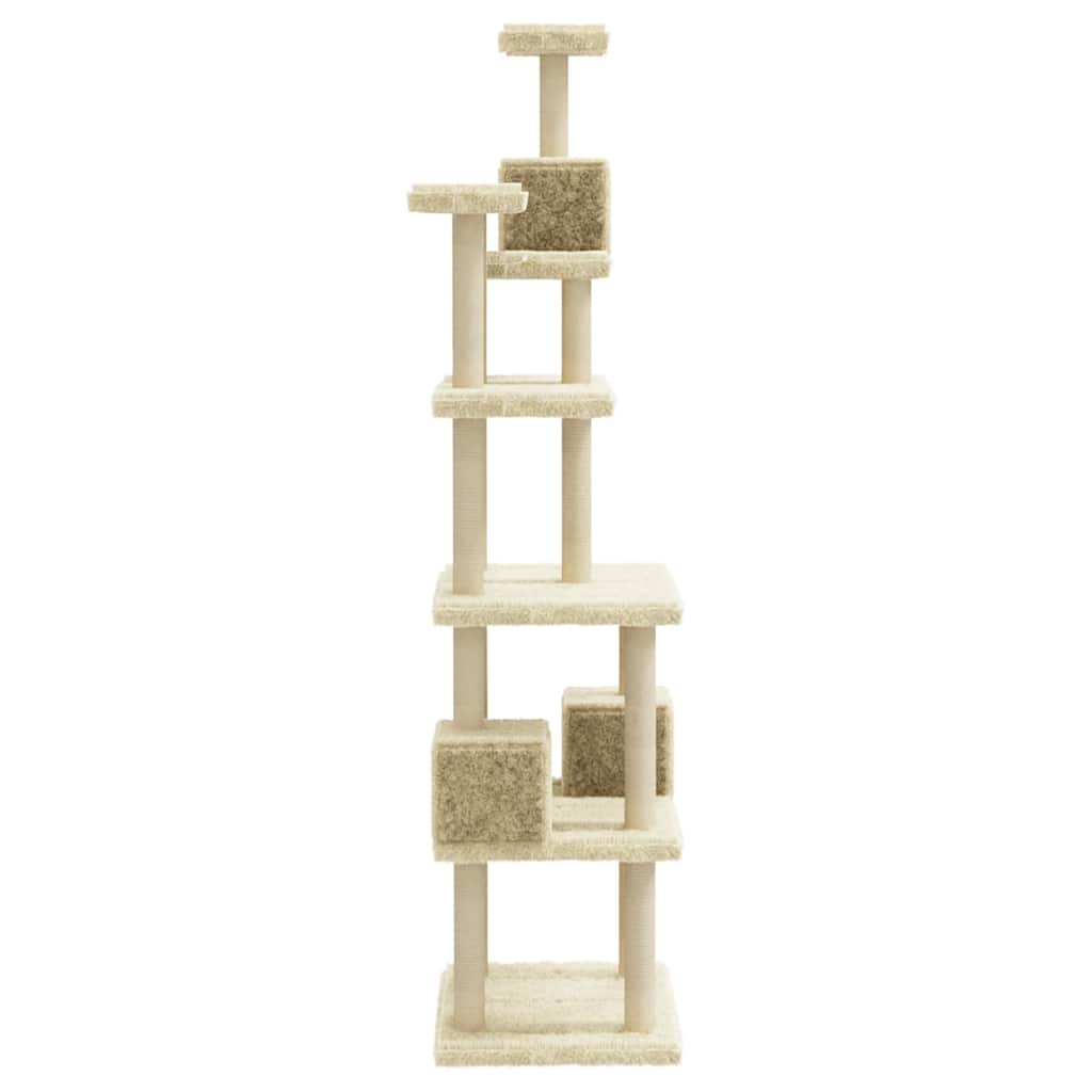 Kratzbaum mit Sisal-Kratzsäulen Creme 188 cm