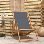 Strandstuhl Klappbar Massivholz Teak Grau