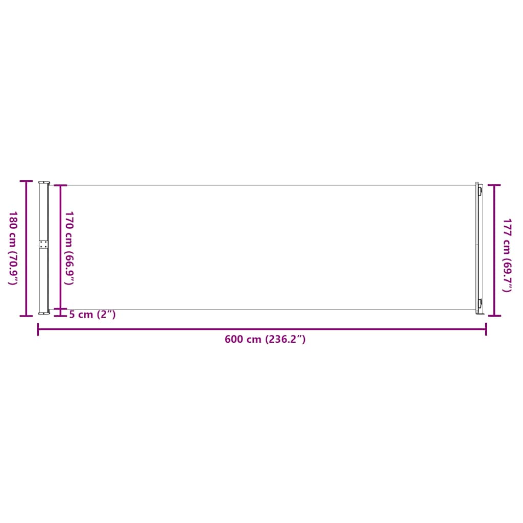 Seitenmarkise Ausziehbar 180x600 cm Rot