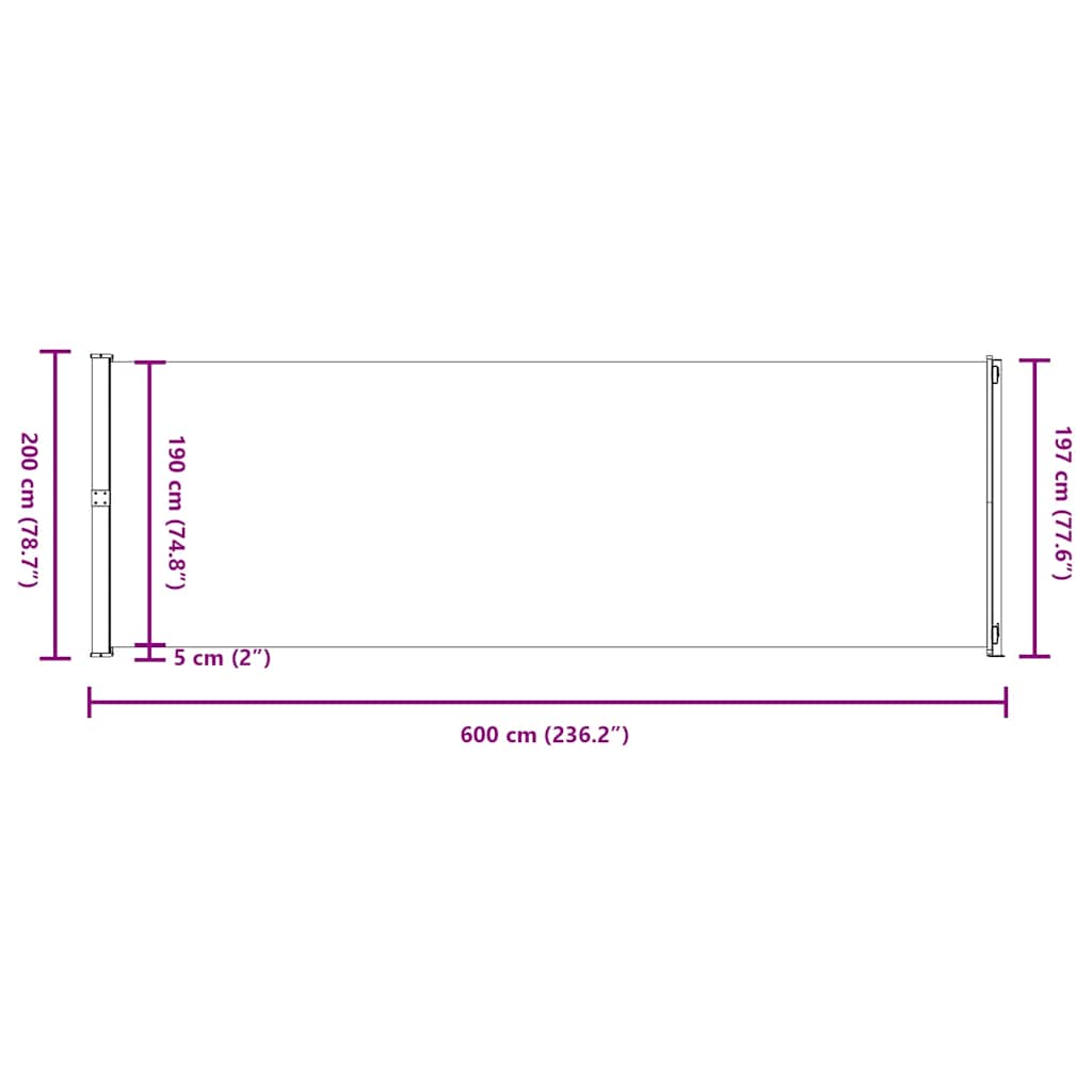 Seitenmarkise Ausziehbar 200x600 cm Braun