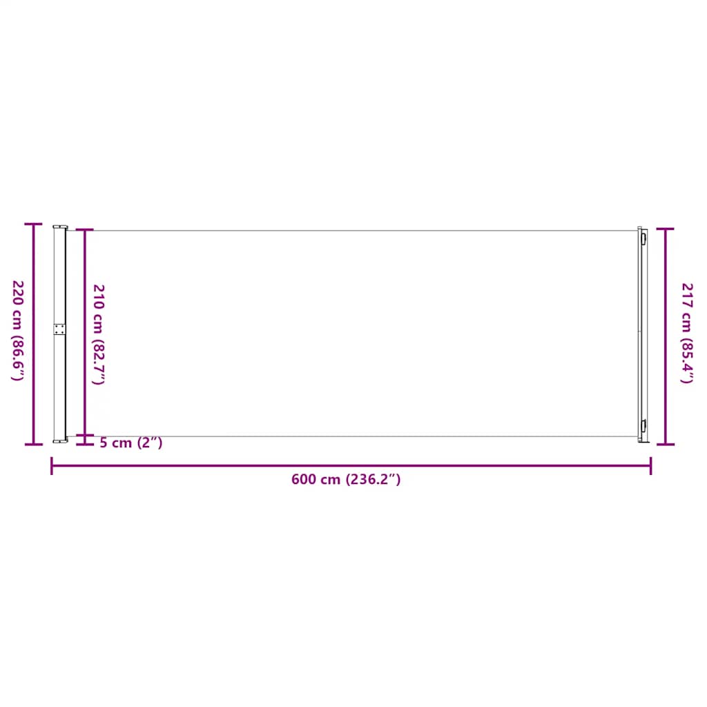 Seitenmarkise Ausziehbar 220x600 cm Rot