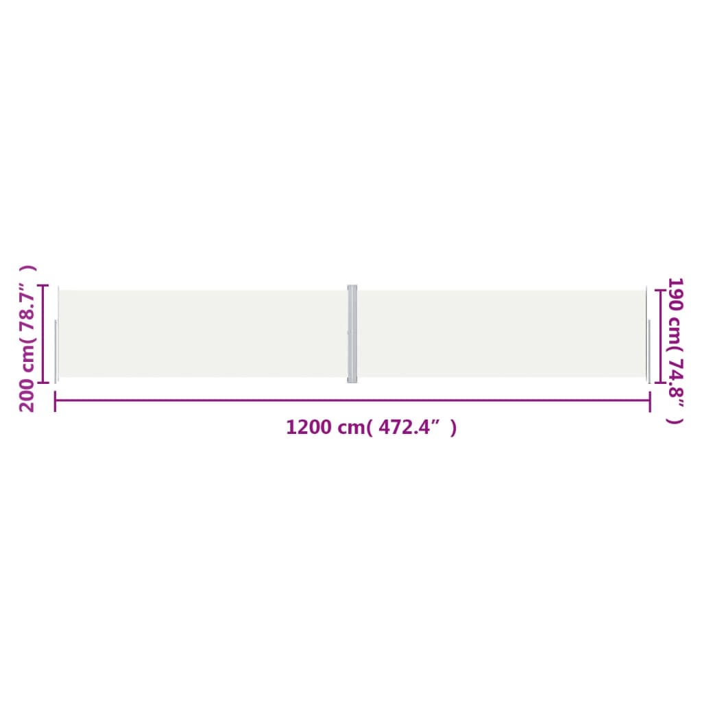 Seitenmarkise Ausziehbar Creme 200x1200 cm