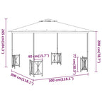 Pavillon mit Seitenwänden & Doppeldach 3x3 m Anthrazit