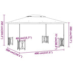 Pavillon mit Seitenwänden & Doppeldach 3x4 m Taupe