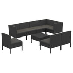 9-tlg. Garten-Lounge-Set mit Auflagen Poly Rattan Schwarz