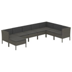 8-tlg. Garten-Lounge-Set mit Auflagen Poly Rattan Grau
