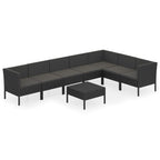 8-tlg. Garten-Lounge-Set mit Auflagen Poly Rattan Schwarz