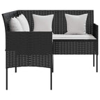 5-tlg. Sofagarnitur in L-Form mit Kissen Poly Rattan Schwarz