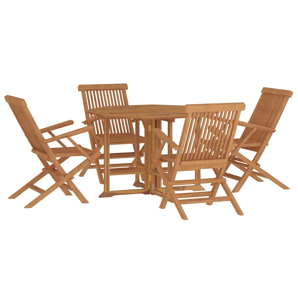 5-tlg. Garten-Essgruppe Klappbar Massivholz Teak