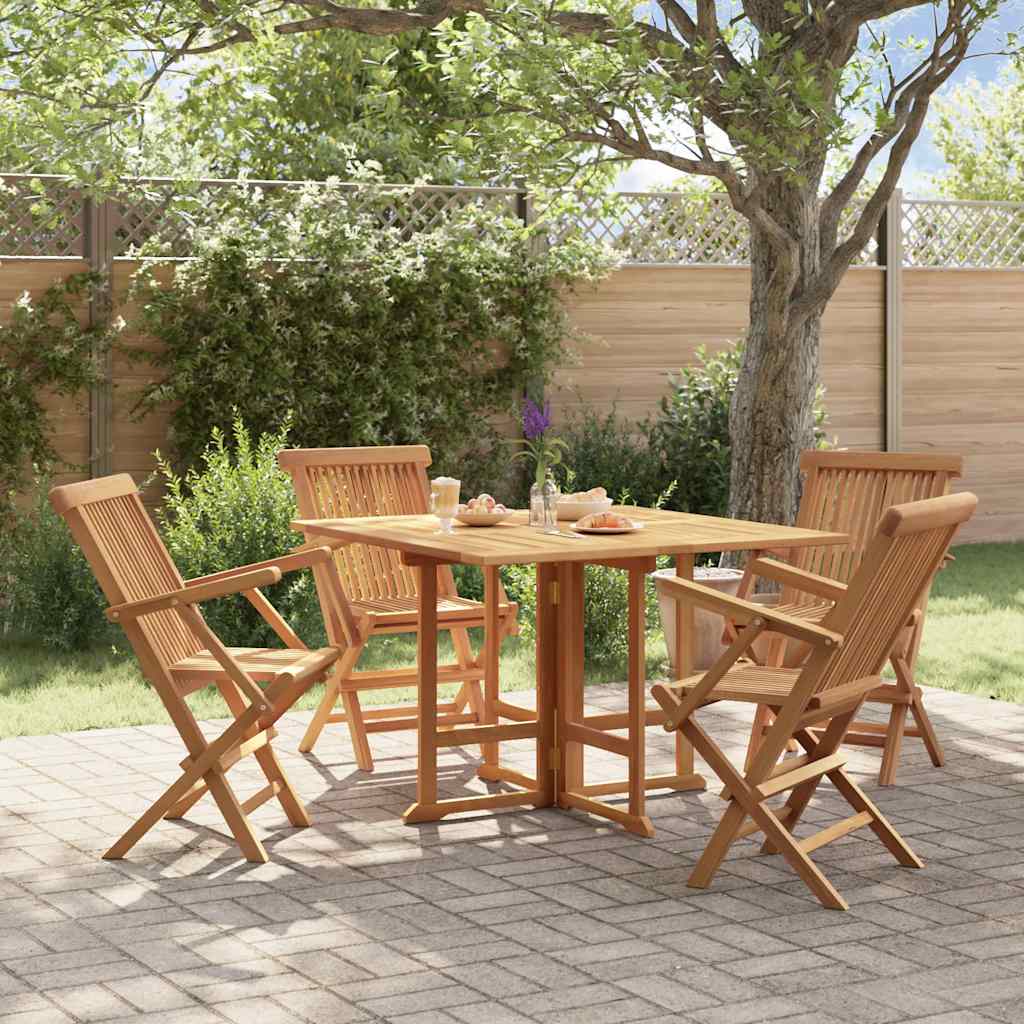 5-tlg. Garten-Essgruppe Klappbar Massivholz Teak