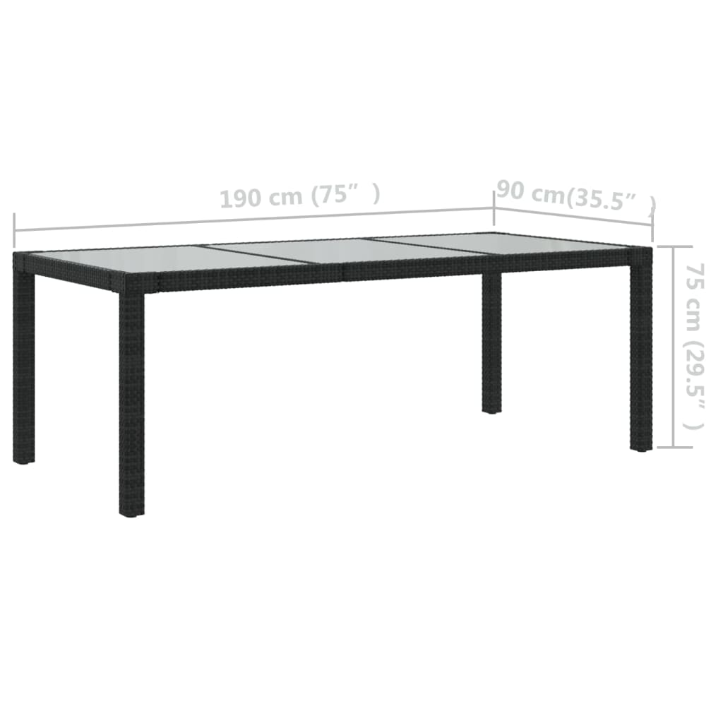 9-tlg. Garten-Essgruppe mit Kissen Poly Rattan Schwarz