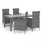 5-tlg. Garten-Essgruppe mit Kissen Poly Rattan Grau