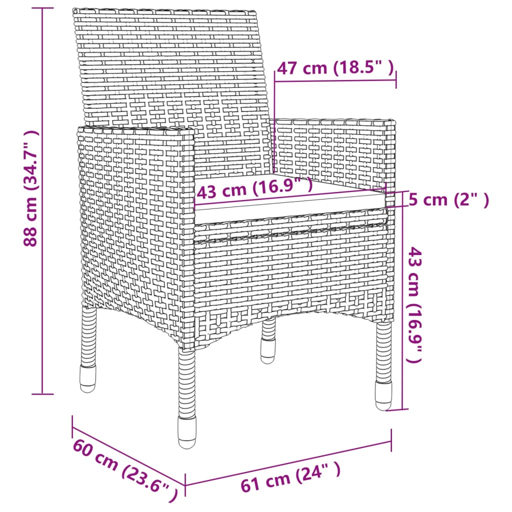 9-tlg. Garten-Essgruppe mit Kissen Poly Rattan Beige