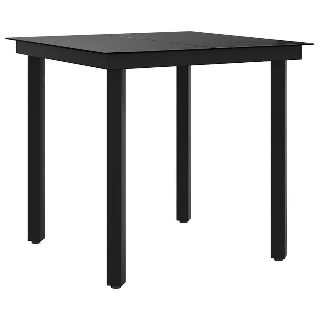 Garten-Esstisch Schwarz 80x80x74 cm Stahl und Glas