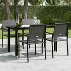 Garten-Esstisch Schwarz 140x70x74 cm Stahl und Glas