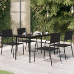 Garten-Esstisch Schwarz 140x70x74 cm Stahl und Glas
