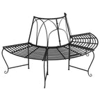 Baumbank Halbrund Ø159 cm Schwarz Stahl