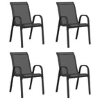 Stapelbare Gartenstühle 4 Stk. Schwarz Textilene