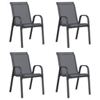 Stapelbare Gartenstühle 4 Stk. Grau Textilene