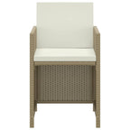 3-tlg. Garten-Essgruppe mit Kissen Poly Rattan Beige
