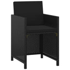 3-tlg. Garten-Essgruppe mit Kissen Poly Rattan Schwarz