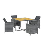 5-tlg. Garten-Essgruppe mit Kissen Poly Rattan Grau