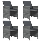 5-tlg. Garten-Essgruppe mit Kissen Poly Rattan Grau