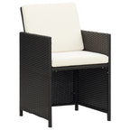 7-tlg. Garten-Essgruppe mit Kissen Poly Rattan Schwarz
