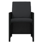 7-tlg. Garten-Essgruppe mit Kissen Poly Rattan Schwarz
