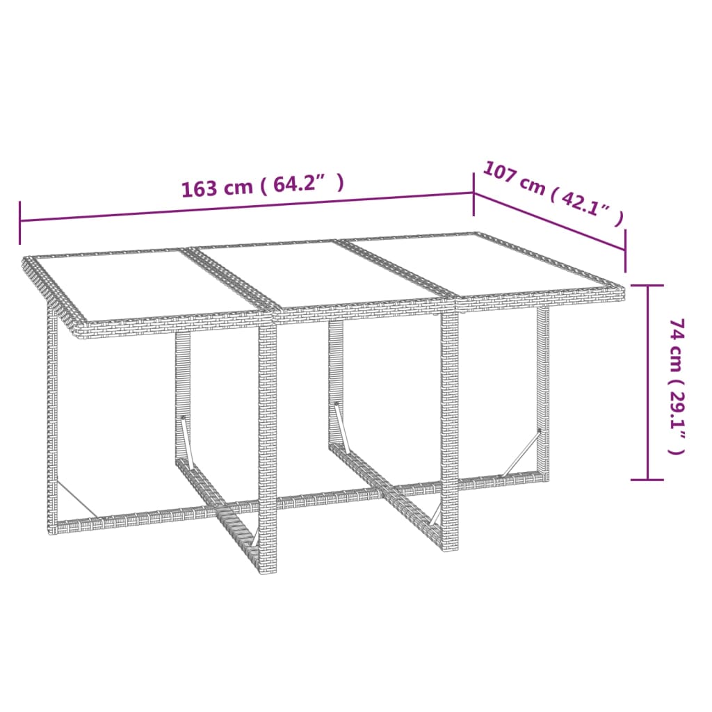 7-tlg. Garten-Essgruppe mit Kissen Poly Rattan Braun