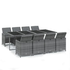 9-tlg. Garten-Essgruppe mit Kissen Poly Rattan Grau