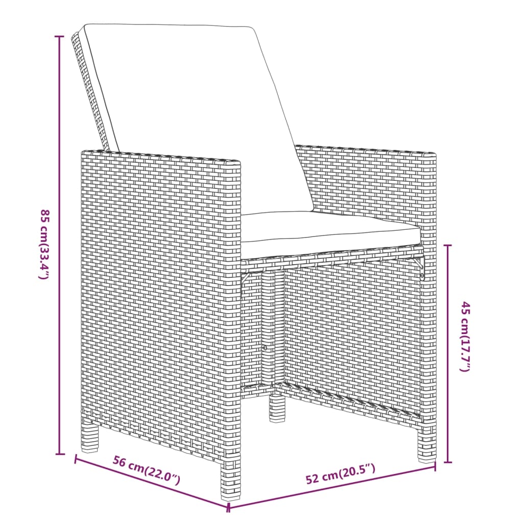 9-tlg. Garten-Essgruppe mit Kissen Poly Rattan Beige