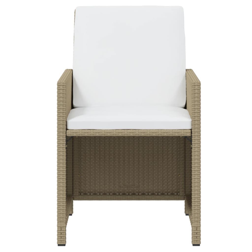 13-tlg. Garten-Essgruppe mit Kissen Poly Rattan Beige