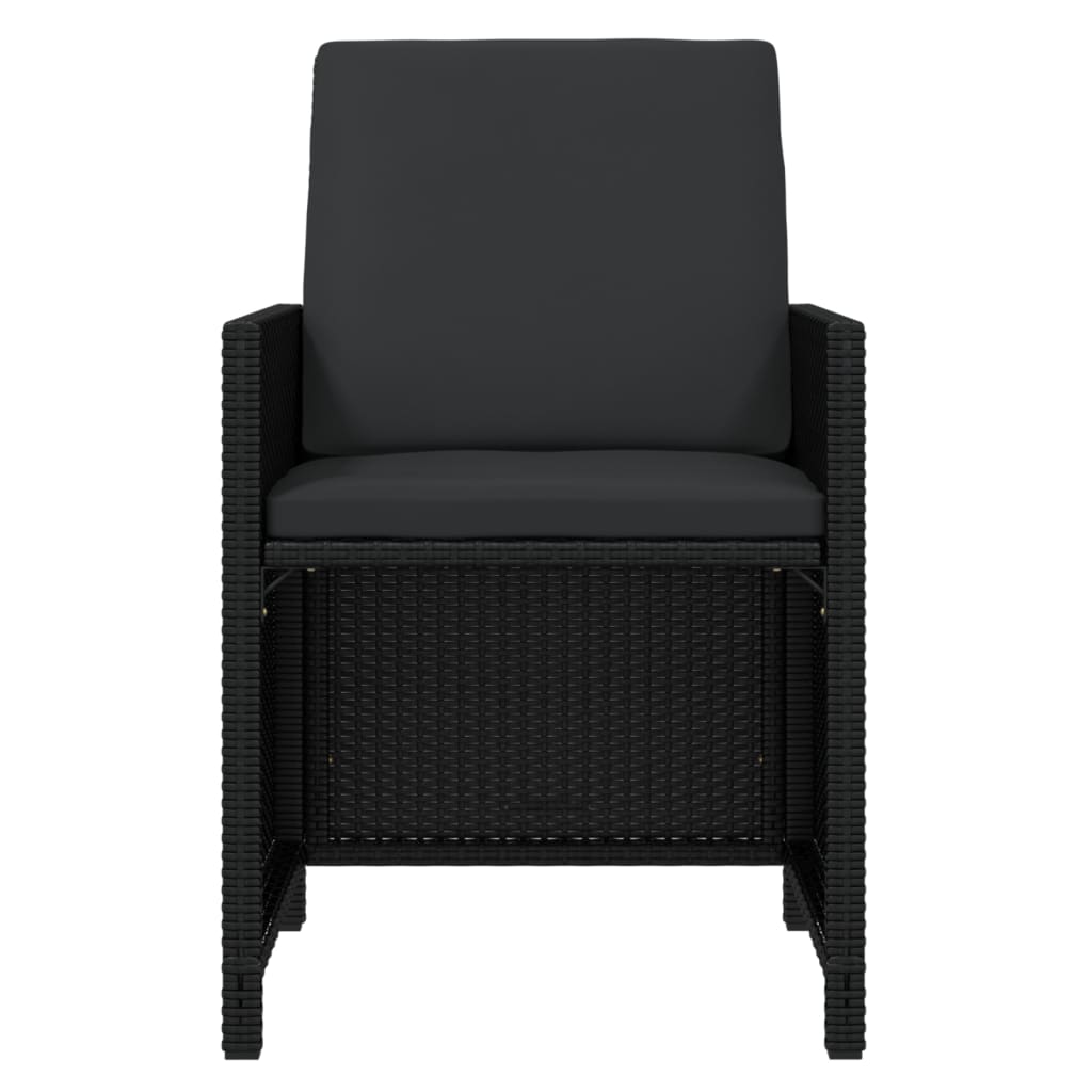 11-tlg. Garten-Essgruppe mit Kissen Poly Rattan Schwarz