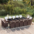 15-tlg. Garten-Essgruppe mit Kissen Poly Rattan Braun