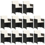11-tlg. Garten-Essgruppe mit Kissen Poly Rattan Schwarz