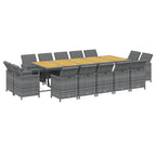 15-tlg. Garten-Essgruppe mit Auflagen Poly Rattan Grau