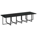 13-tlg. Garten-Essgruppe mit Kissen Poly Rattan Schwarz