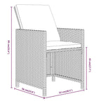 13-tlg. Garten-Essgruppe mit Kissen Poly Rattan Schwarz