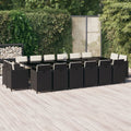17-tlg. Garten-Essgruppe mit Kissen Poly Rattan Schwarz